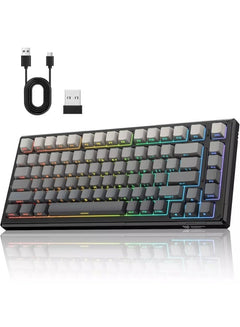 onikuma G83 Tri-Mode RGB Mechanical Gaming Keyboard 75% Hot-Swappable Black Gray