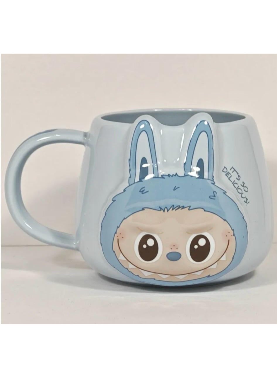 Labubu Ceramic Mug 350ml, Cute Cartoon Coffee Mug, Large Capacity Ceramic Tea Cup with Vibrant Character Design, Glossy 