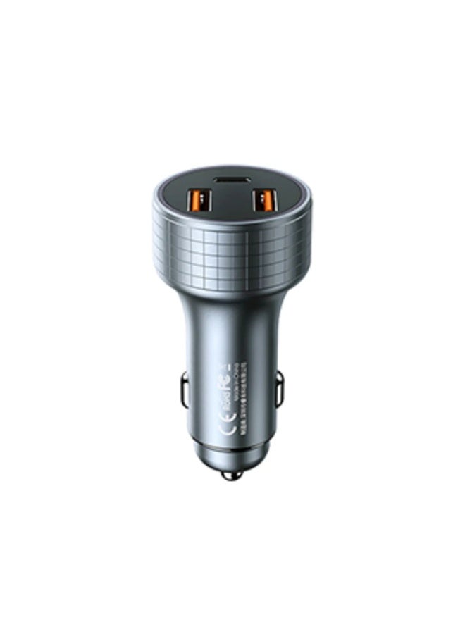 83W Fast Car Charger , RCC327 Salo III Series , PD 65W + QC 18W, Triple Output ( 2 USB + Type-C), Aluminum Alloy Mini Ch