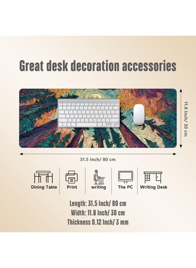 Starry Forest 2 Mouse Pad Extended Gaming Mouse Pad with Stitched Edges 70×30cm XL Desk Mat for Gaming, Office, Keyboard