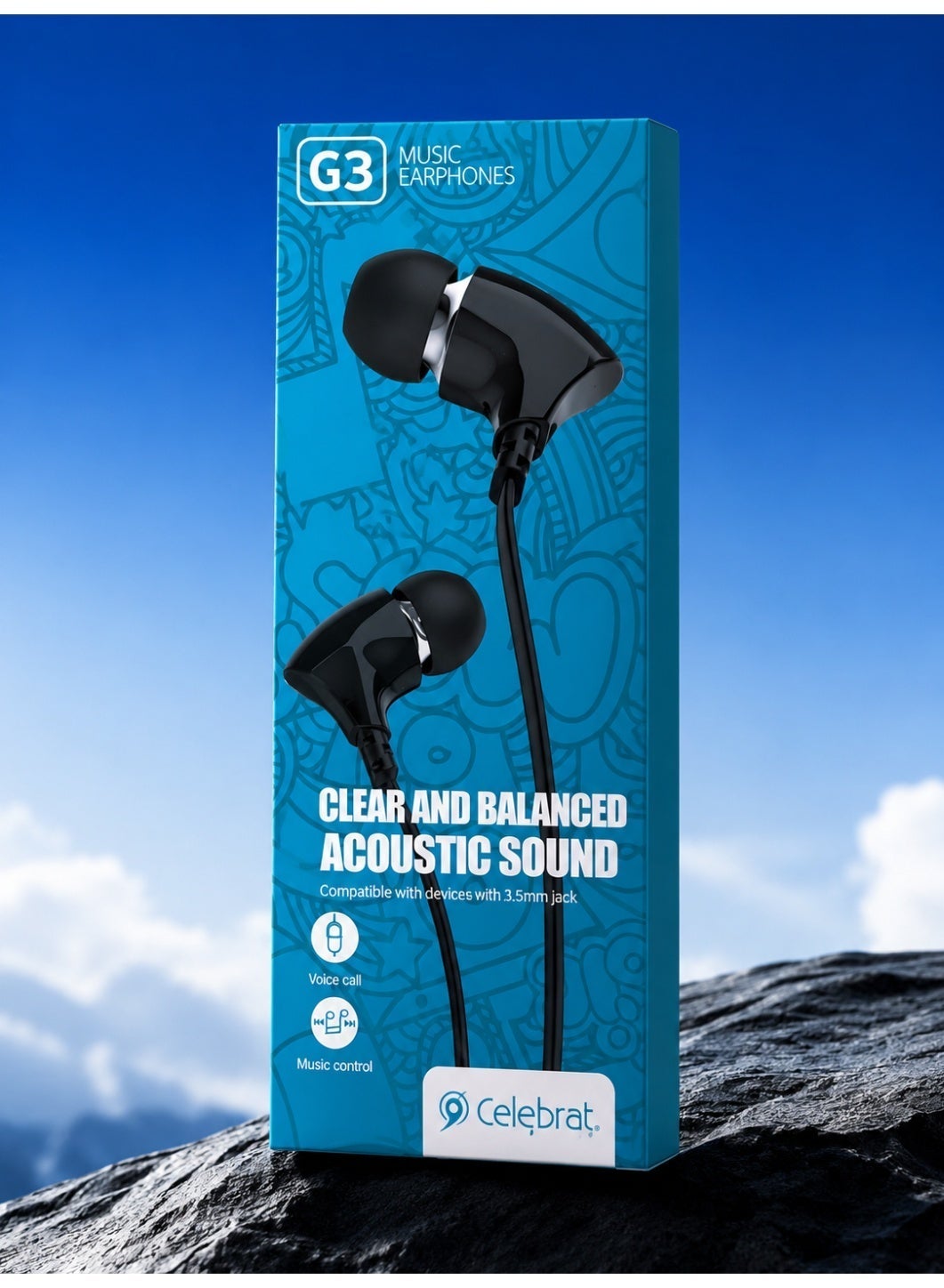 G3 Wired In-Ear Earphones – Clear Stereo Sound Quality, Built-in Microphone for Hands-Free Calls, 1.2m Flat Tangle-Resis