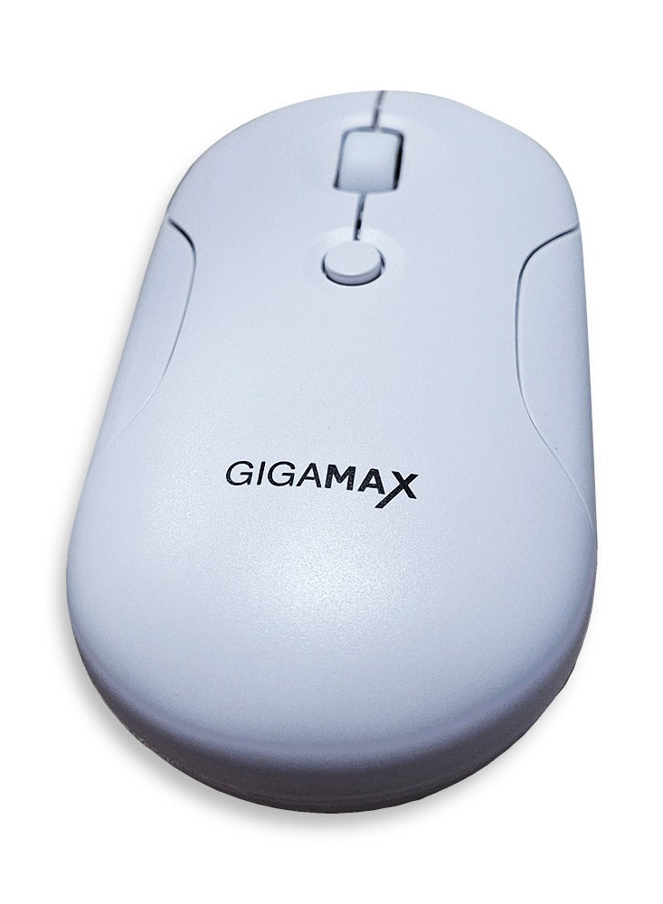 Gigamax Wireless Desk Mouse, G-1200, 1600 DPI Wired/Wireless Functional Mouse with 3 Modes Connectivity, Bluetooth and 2.4G Wireless, 4 Macro Buttons, Long Lasting Rechargeable Battery Capacity and for PC/Mac/Laptop Used in Home and office, White