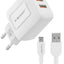 CH-267 USB Fast Wall Charger with Micro USB Cable – Smart IC Fast Charging Power Adapter, Travel Charger with Overcharge