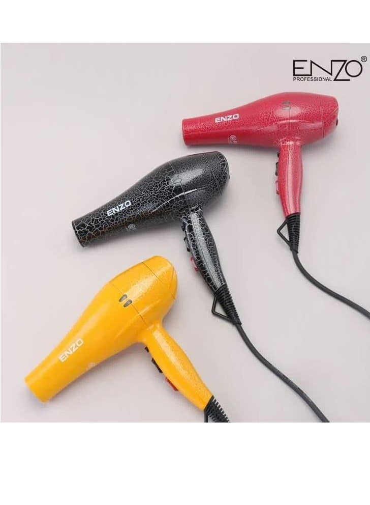 ENZO Hair Dryer 7500 watts Negative Ions Strong Power Dual Purpose Household Hair Dryer  EN-6118 Yellow