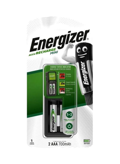 شاحن بطاريات صغير Energizer أسود وفضي