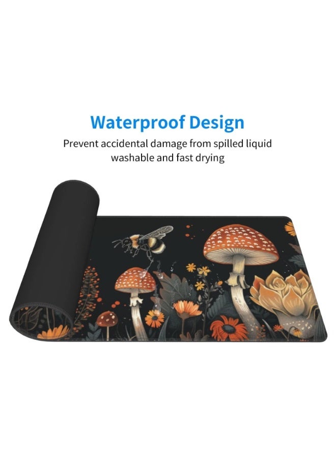 Large gaming mouse pad, 70 x 30 cm, mushroom-shaped design, waterproof surface and durable design, suitable for use on t
