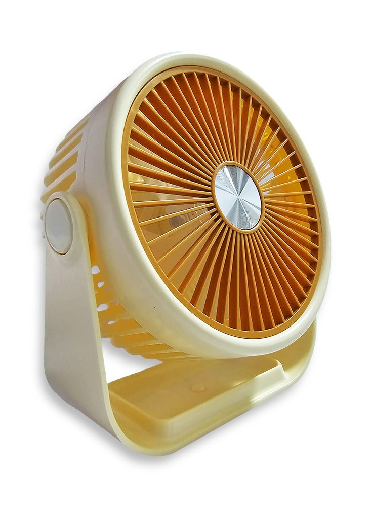 Portable Mini Fan USB Rechargeable Cute 4W Small Electric Fan For School ( orange )