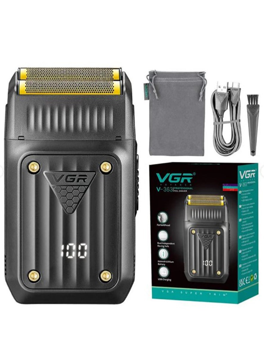 VGR Professional electric razor for men , convenient and quick , to achieve perfectly smooth skin , Replaceable and rechargeable blades model V-363.