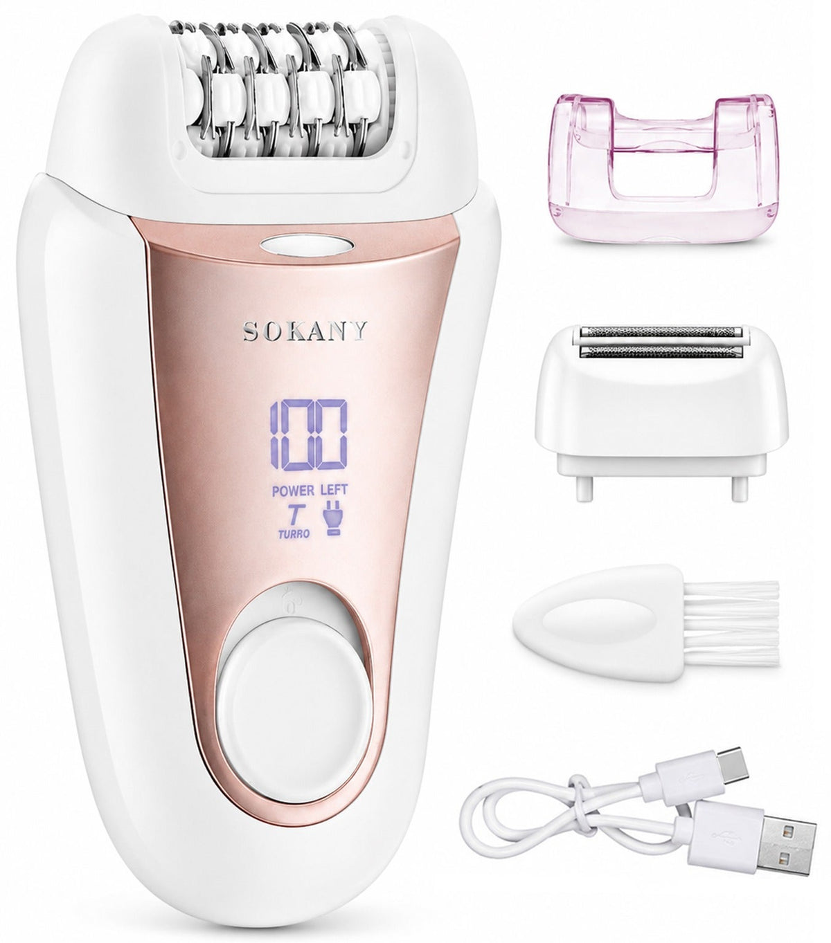 SK-17012 3-in-1 Women’s Epilator Hair Remover, Rechargeable Electric Hair Removal Machine with Multiple Attachments, Dig
