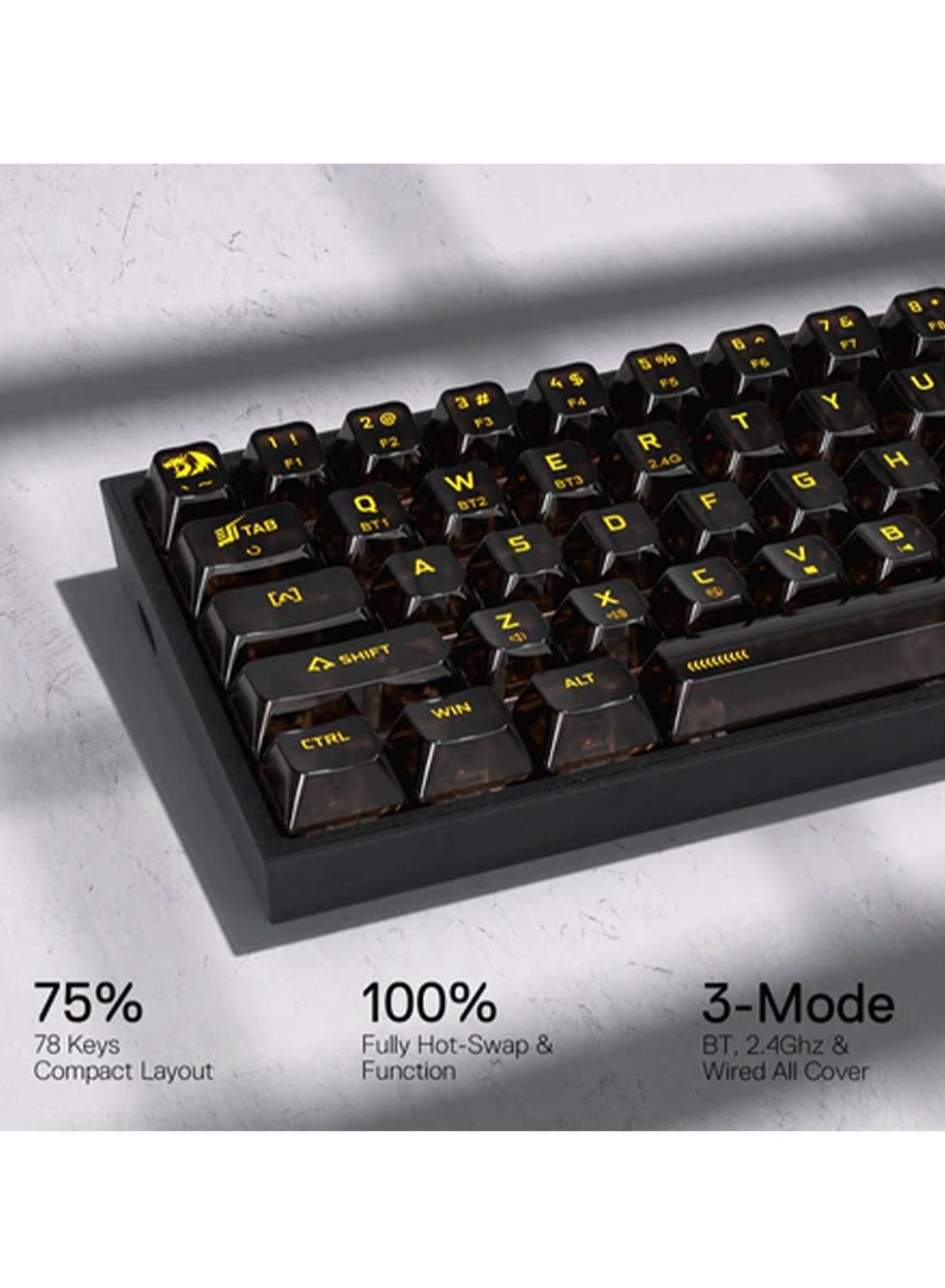 كيبورد جيمنج Redragon K628 PRO CTB ميكانيكال شفاف أسود