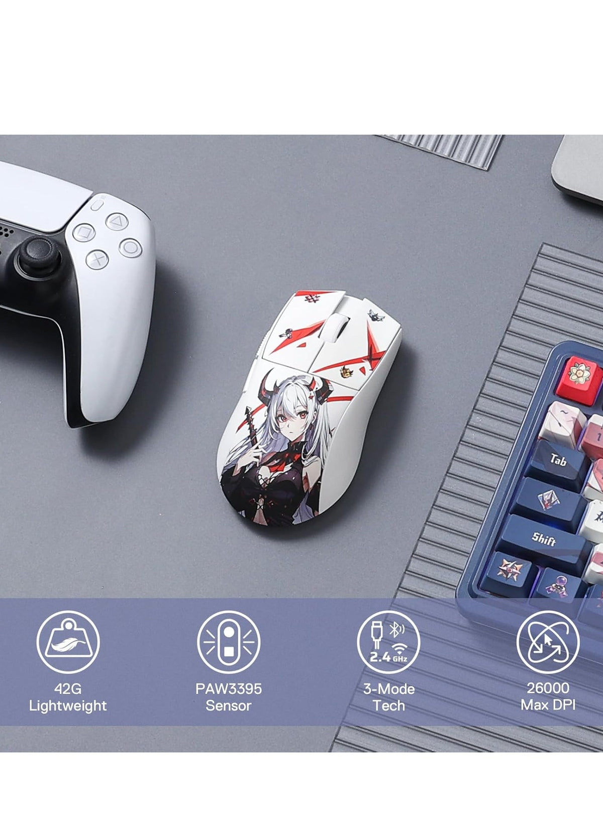 K1NG PRO M916AK-PRO 3-Mode Wireless Gaming Mouse, 49G Ultra-Light 26K DPI Gamer Mouse w/Ergonomic Natural Grip Build, Fu