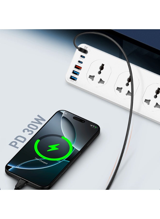 SC10610C Universal Power Strip with 10 AC Outlets & 6 USB Ports (33W PD + QC3.0), 2500W Surge Protection Extension Socke