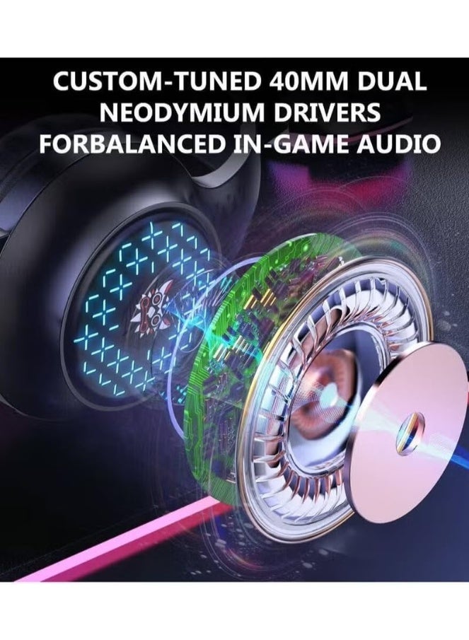 Professional Gaming Headset X7 Pro with High-Quality Stereo Sound, Adjustable Microphone with Noise Isolation, RGB Light
