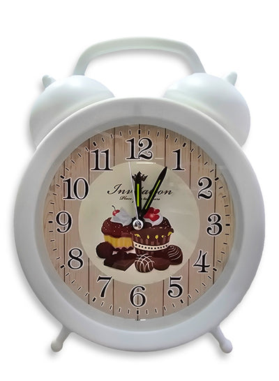 Charming mini cartoon alarm clock cute office decor special gift bedroom decor creative classic design cheerful red color with cupcake background drawing