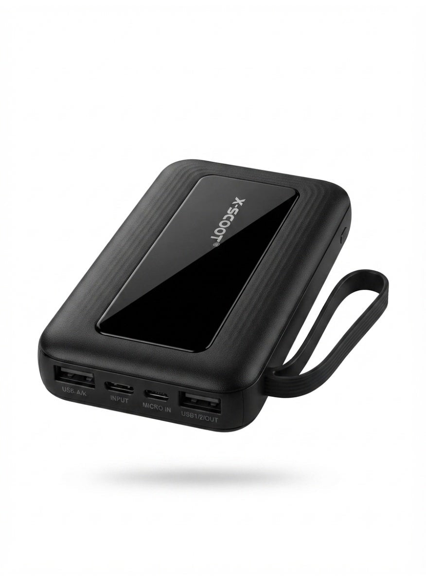 XS-420 Fast Charging Power Bank 10000mAh – Portable Battery Pack with Built-in Charging Cable, LED Display, Smart Fast C