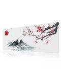 White Japanese Cherry Blossom Gaming Mouse Pad 70x30cm 2mm Stitched Edges