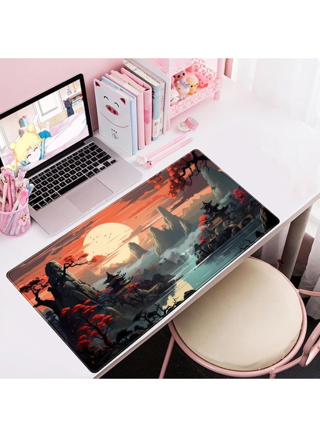 Japanese Sunset Desk Mat Large Mouse Pad Big Desk Pad Japan Extended Gaming Mousepad Large Computer Laptop Keyboard Mat 