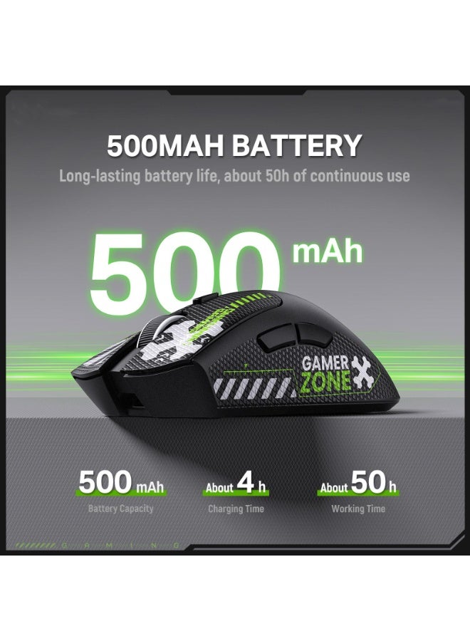DM01 Tri-Mode Wireless Gaming Mouse with 12800 DPI, 50H Battery Life, 1000Hz Polling Rate, 2.4GHz Wireless, Bluetooth an