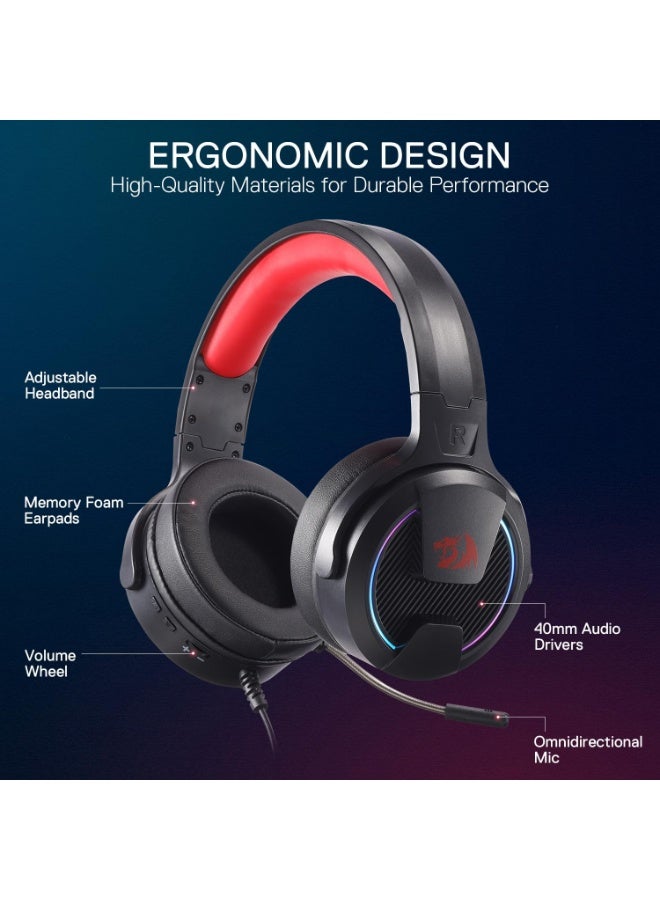 سماعة جيمنج Redragon H315 خفيفة الوزن بميكروفون عازل للضوضاء أسود