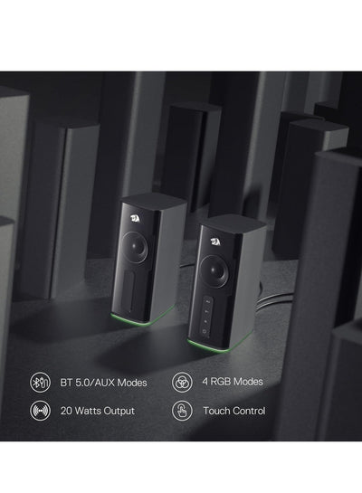 GS814 Wireless Desktop Speakers, RGB, BT/AUX, 20W , BT 5.0 wireless mode adopted for premium lossless sound quality, sta