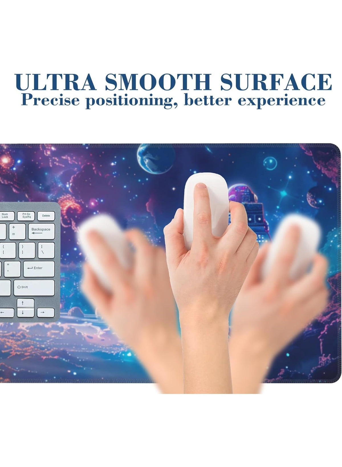 Large Gaming Mouse Pad for Desk Astronaut in Space Planets Big Desk Mat Extended Mousepad with Stitched Edge and Non-Sli
