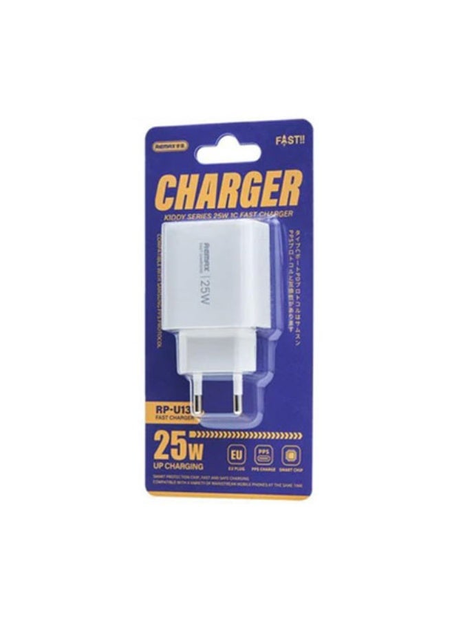 شاحن REMAX RP-U137 PD قوة 25W منفذ Type-C أبيض