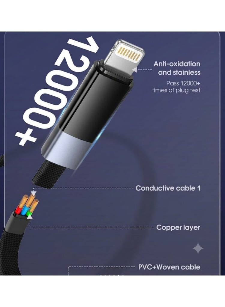 USB To Lightning Fast Charging Cable 1M With 50W Power Delivery High-Speed Data Transfer Durable PVC Design For iPhone i