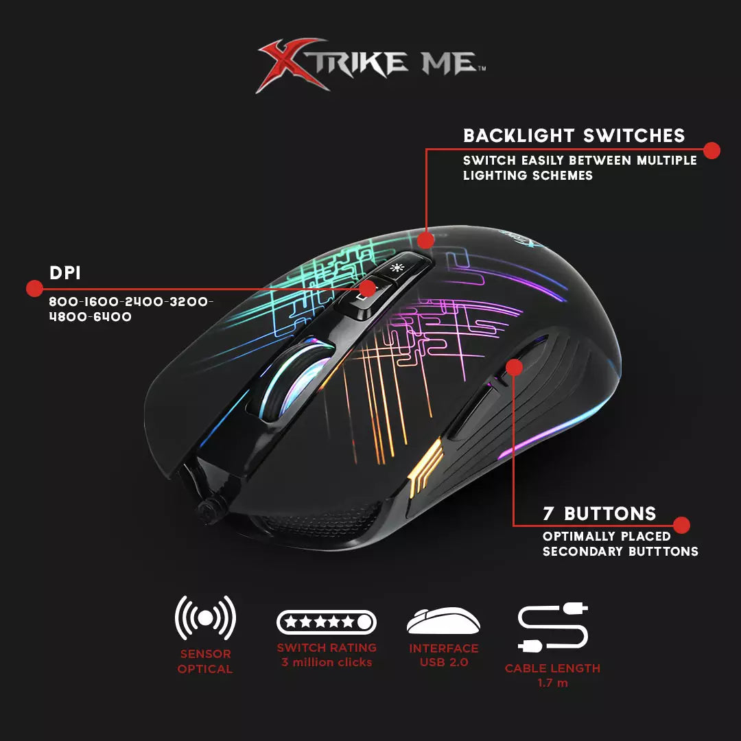 XTRIKE ME GM510 RGB Gaming Mouse – Optical Sensor 4,800 DPI