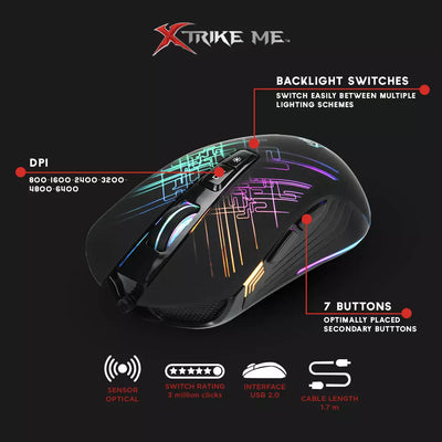 XTRIKE ME GM510 RGB Gaming Mouse – Optical Sensor 4,800 DPI