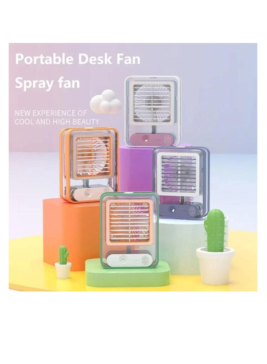 Portable Air Conditioner Fan Personal Cooler Desk Fan for Shop, Office, Kitchen, USB Powered Mini AC, Portable Humidifier Air Cooler Fan