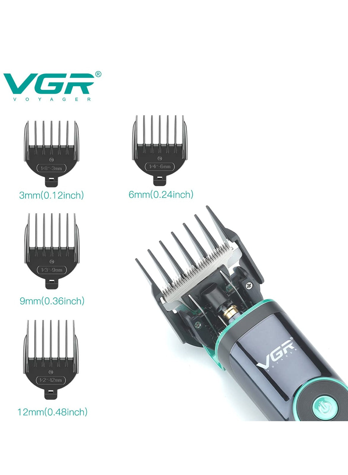 VGR V-671 Salon Series Professional Digital Display Cordless Hair Clipper with Dual motor Beard Trimmer for Men Rechargeable Li-ion Battery 2500mAh 400 minutes Runtime USB Powered Charging Pod & Stand