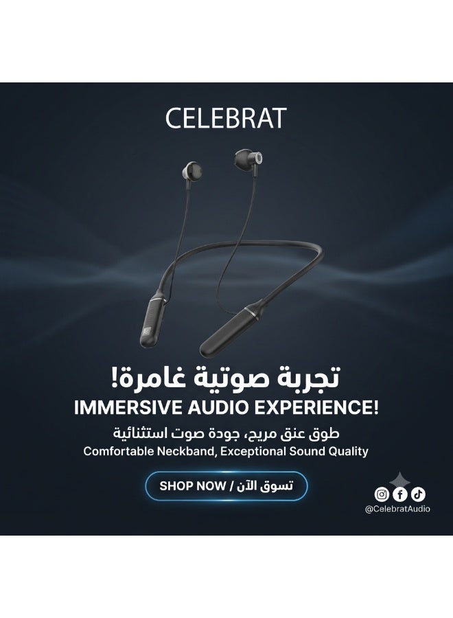 ST-A65 Wireless Neckband Earphones, Bluetooth Sports Headphones with HD Stereo Bass Sound, Built-in Microphone, Lightwei
