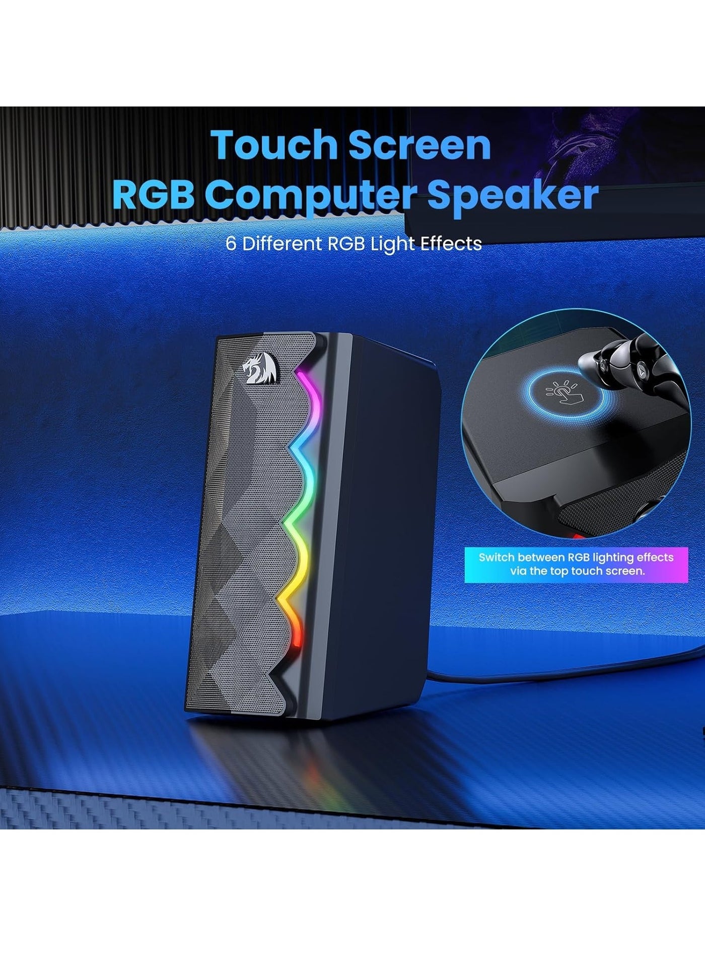 سماعات للكمبيوتر Redragon GS522 تدعم Hi-Fi وإضاءة RGB أسود
