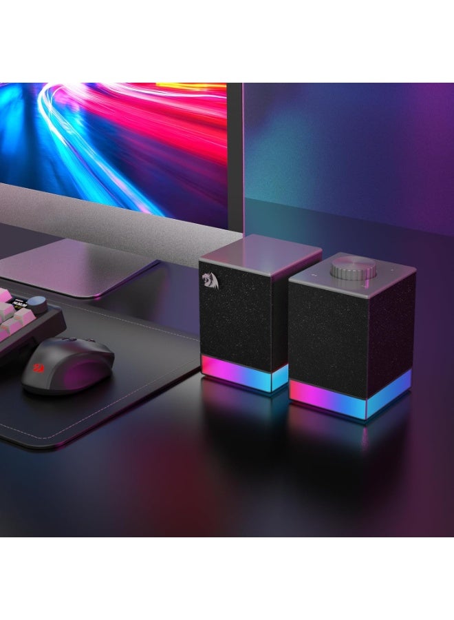 Rgb Computer Speaker 2.0 Stereo Sound System With Bluetooth 5.3 And Usb Connectivity Gaming Speakers For Pc Laptop Deskt