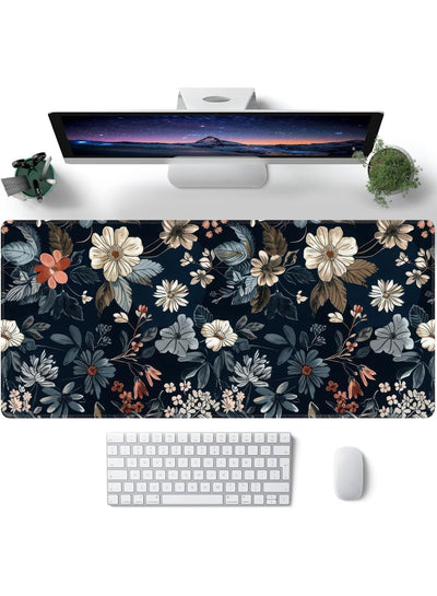 Dark Flower Mouse Pad Extended Gaming Mouse Pad with Stitched Edges 80×30cm XL Desk Mat for Gaming, Office, Keyboard, Mo