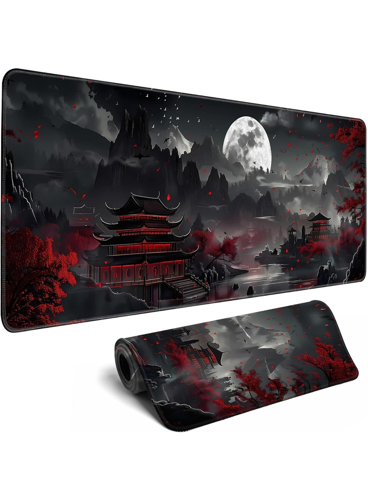 Japanese Desk Mat Riverside Full Moon Large Mouse Pad Gaming Mousepad Extended  Large Keyboard Mat Computer Laptop Mouse