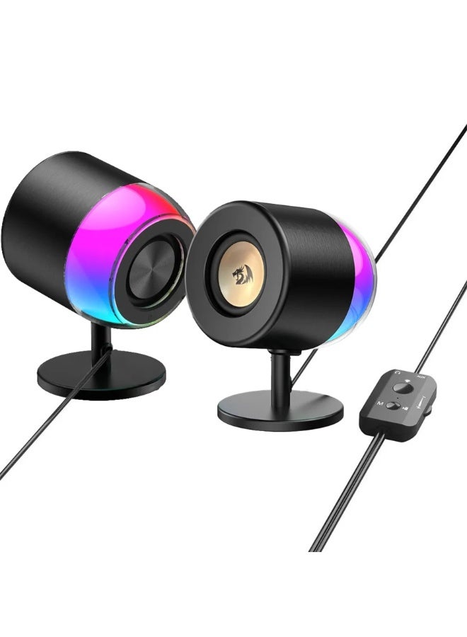سماعات للكمبيوتر Redragon GS598 AHRI ستيريو 6W بإضاءة RGB أسود