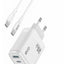 EVO-C03 25W Fast Wall Charger with USB-C Power Delivery and USB Port, Dual Port Quick Charging Adapter, Smart Chip Techn
