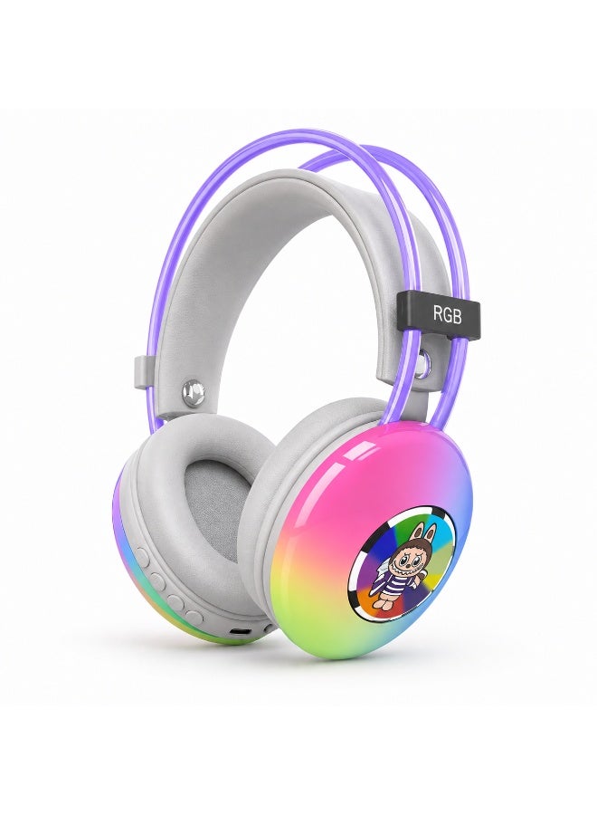 AH-980G RGB Bluetooth Gaming Headphones with 40mm Dynamic Drivers, Wireless Over-Ear Headset, Pure Bass Sound, Noise Red