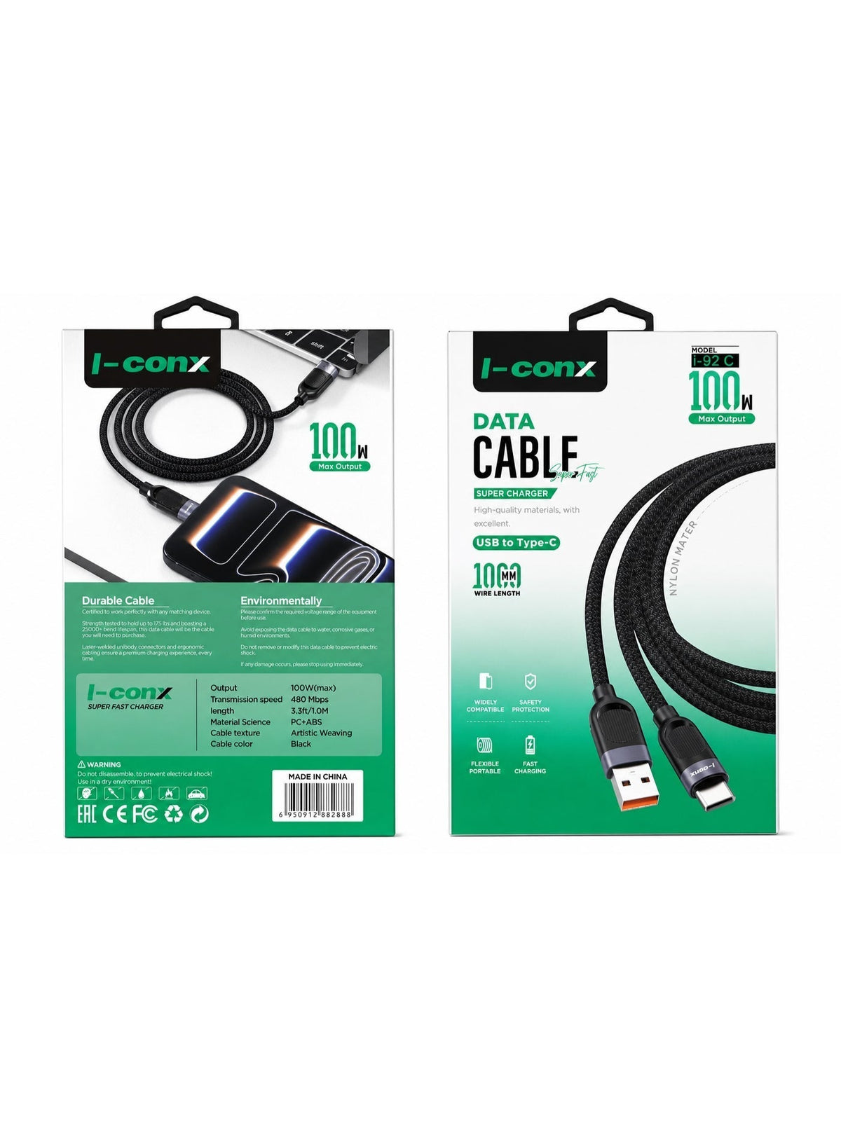 100W USB to Type-C Fast Charging Cable, 1M, ultra-fast charging & high-speed data transfer, premium copper core, durable