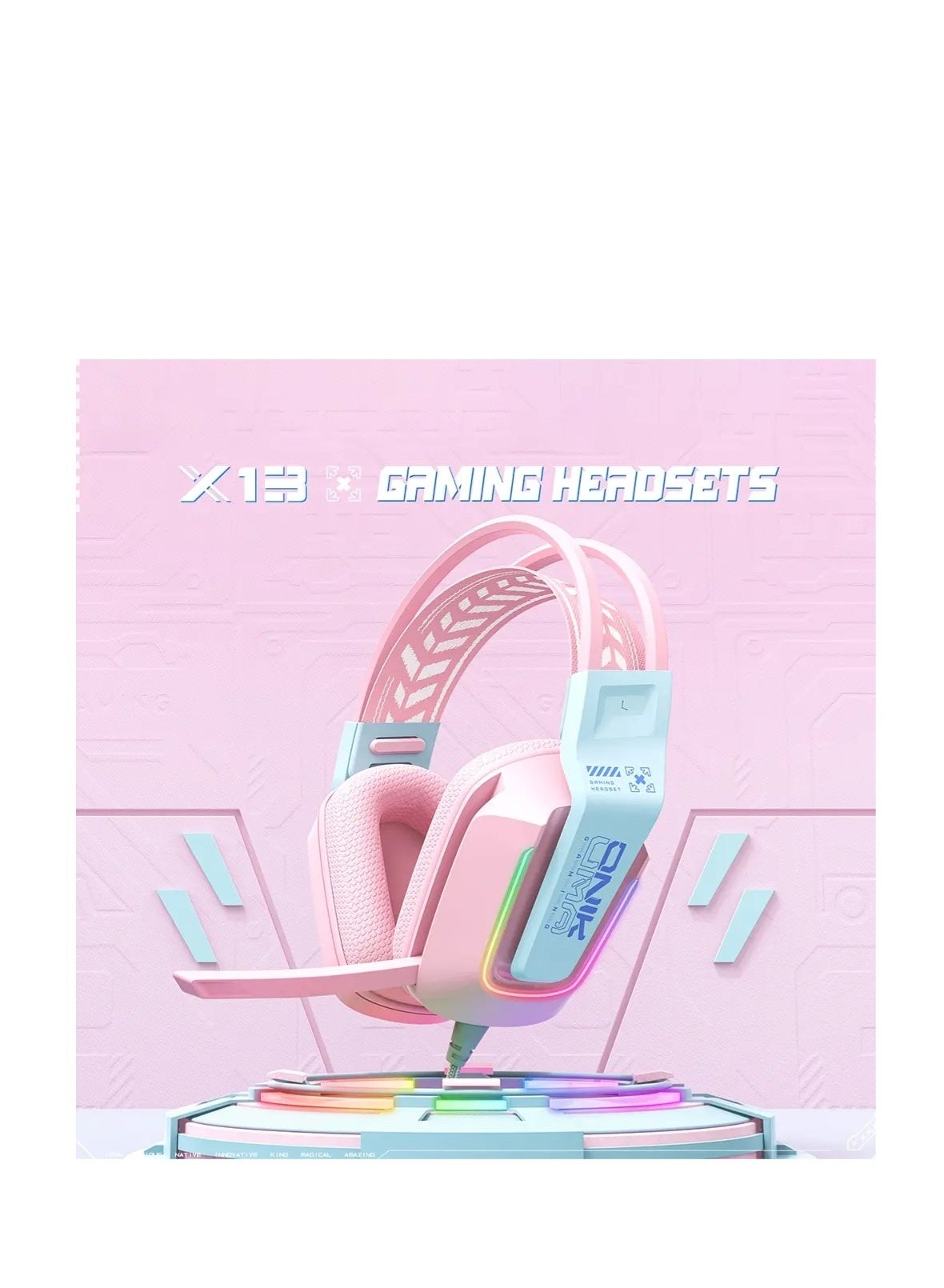 X13 RGB Stereo Sound Gaming Headset Stereo Sound Gaming Headset 120 degree swivel noise Reduction Mic, Cool RGB Light , 