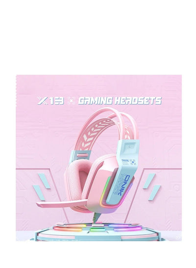 X13 RGB Stereo Sound Gaming Headset Stereo Sound Gaming Headset 120 degree swivel noise Reduction Mic, Cool RGB Light , 