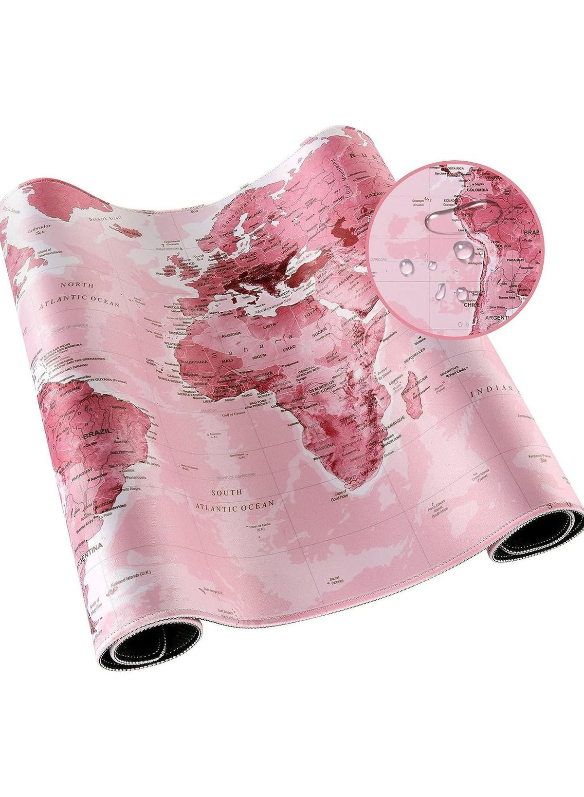 PINK World Map Gaming Mouse Pad - (70×30cm) for Keyboard and Mouse Desk Mat for PC - Non Slip Rubber - Speed Edition