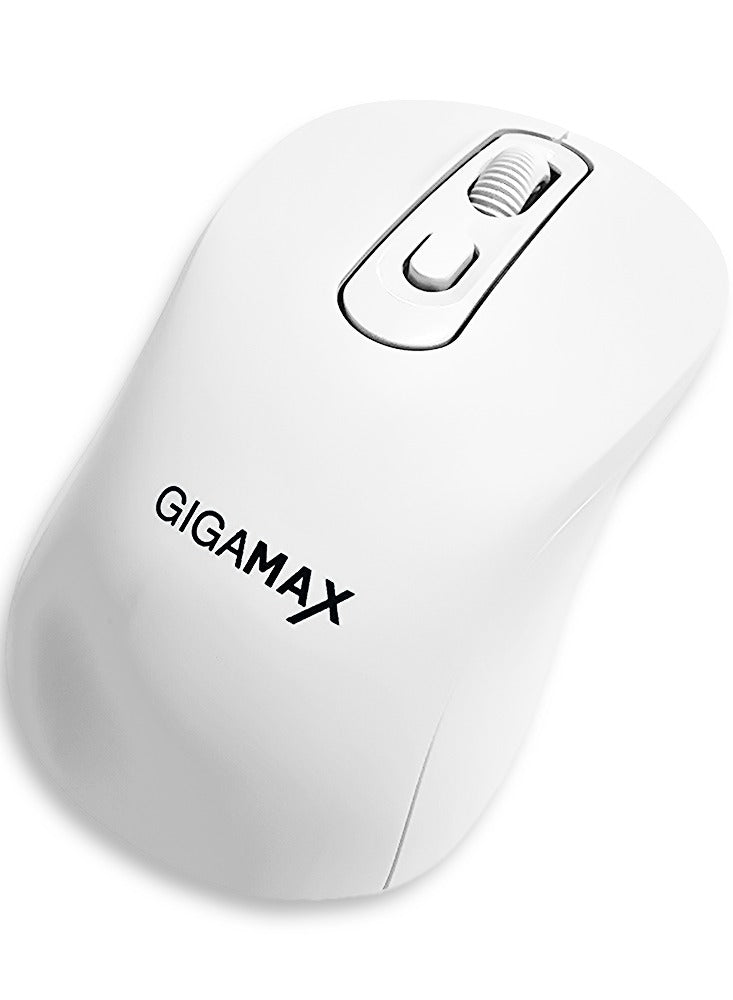 Gigamax Wireless Desk Mouse, G-1500, 1600 DPI Wired/Wireless Functional Mouse with 3 Modes Connectivity, Bluetooth and 2.4G Wireless, 4 Macro Buttons, Long Lasting Rechargeable Battery Capacity and for PC/Mac/Laptop Used in... Home and office, white