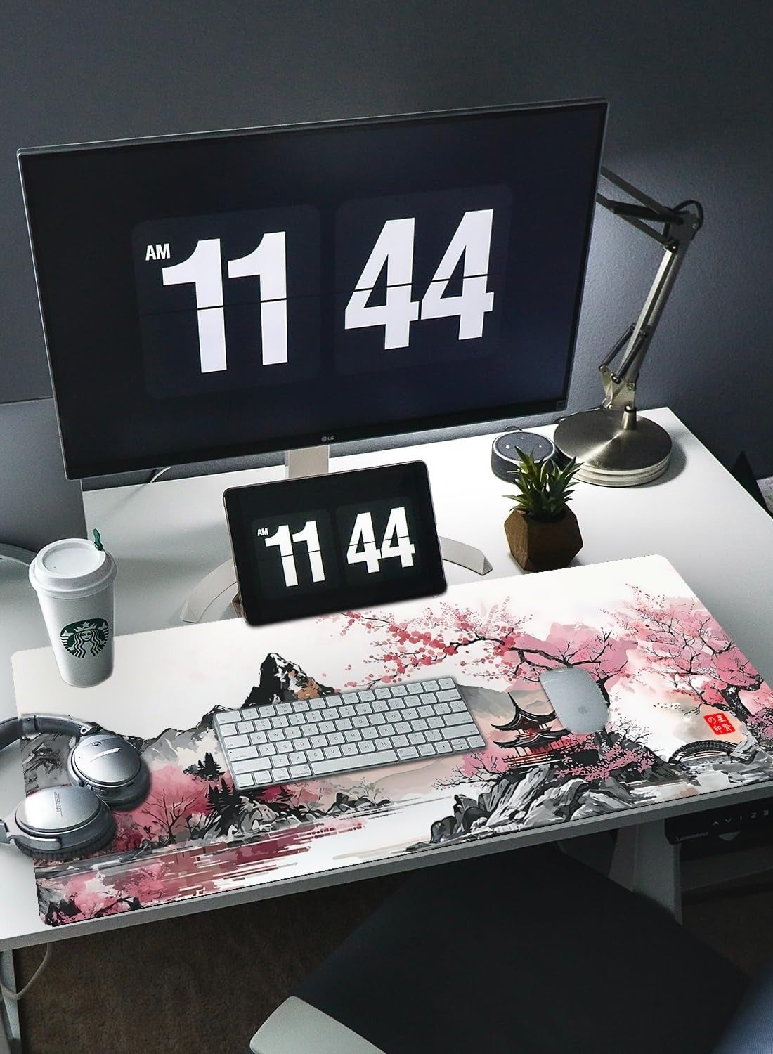 Japanese Watercolor Cherry Blossom Pink Mouse Pad, Gaming Mouse Pad,Non-Slip Water-Resistant  Anime Mouse pad, Large Mou