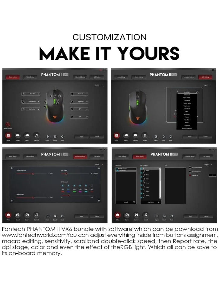 Fantech Mouse VX6 Black Gaming Optical Sensor , Up to 60 IPS / 20G Acceleration