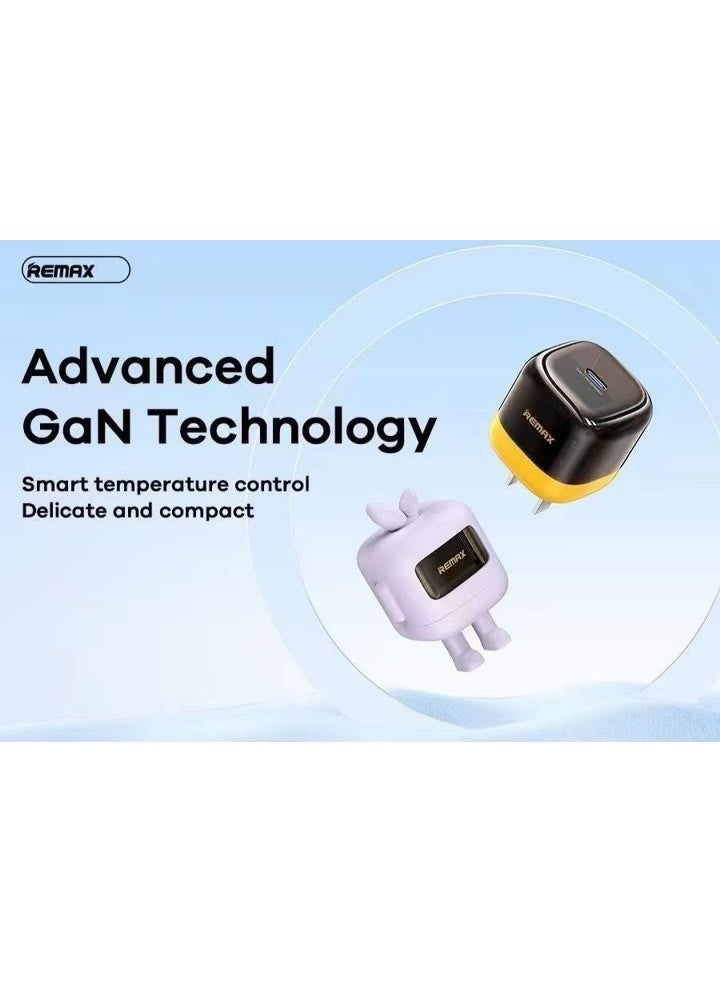 Mini Fast Charger 20W with Cute Protective Cover , Type-C PD & QC Support, GaN Technology, Safe Overvoltage Protection, 