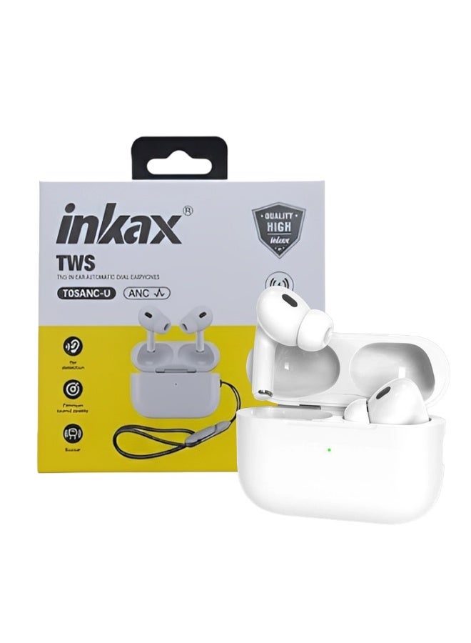 سماعة Inkax T05 ANC-U لاسلكية عزل ضوضاء بطارية 4 ساعات أبيض