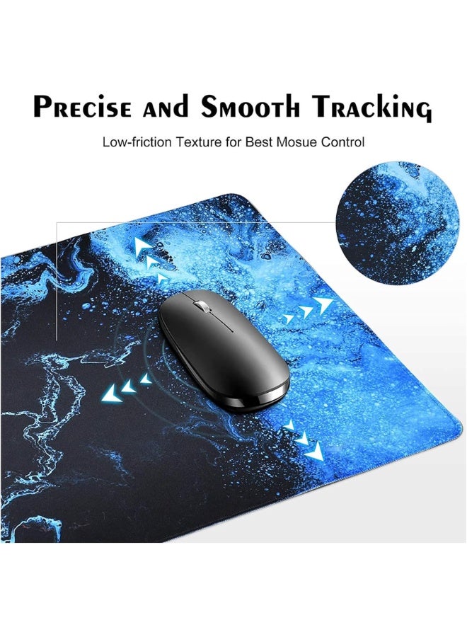 Gaming Mouse Pad, Large XL, Computer Gamer, Extended For Keyboard and Mouse for Desk, Non Slip Mouse Mat (Blue in Red) s