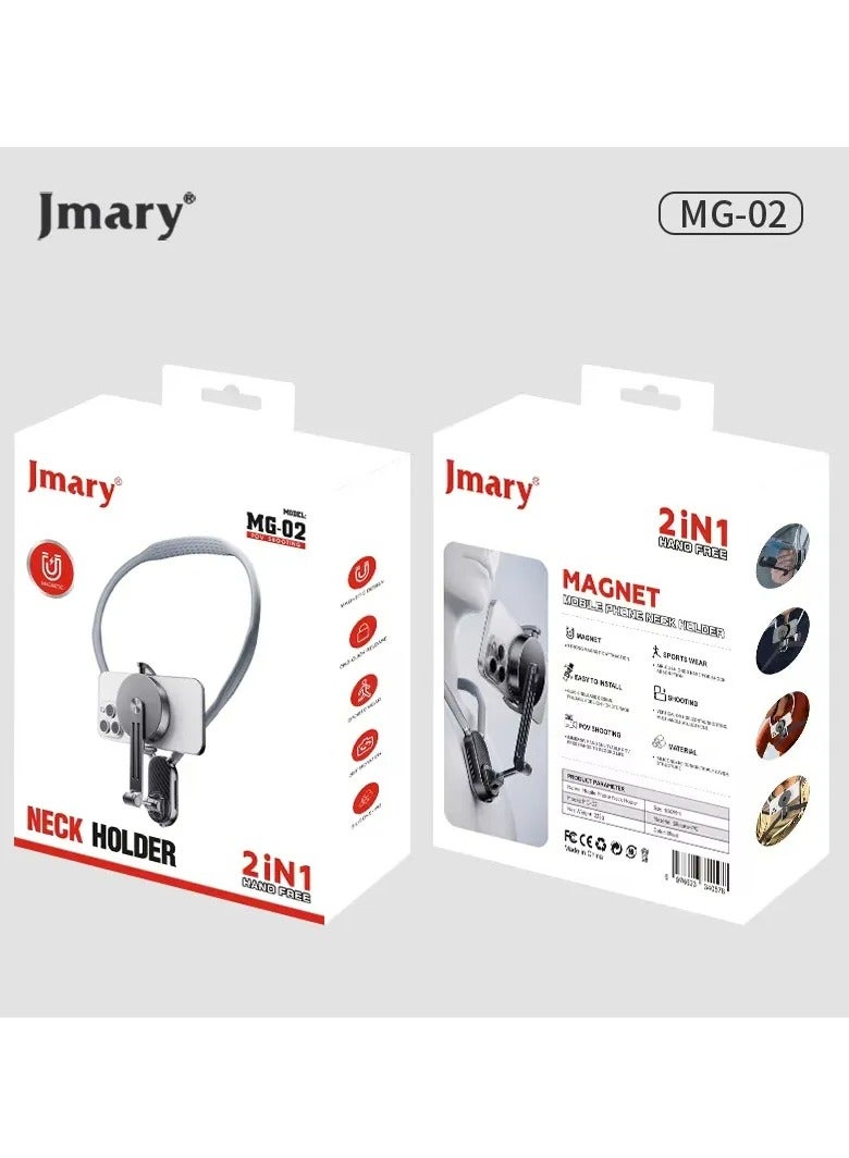 2 in 1 Hands Free Neck Phone Holder 660mm Flexible Strap Stand for Smartphones & Action Cameras , Adjustable Magnetic Er